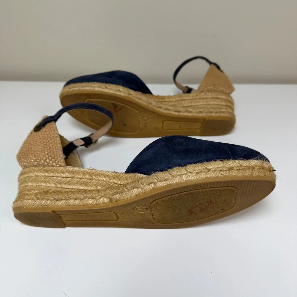 Viscata Espadrille Wedge Women 41 Low Heel Ankle Strap Suede Jute Made in Spain
